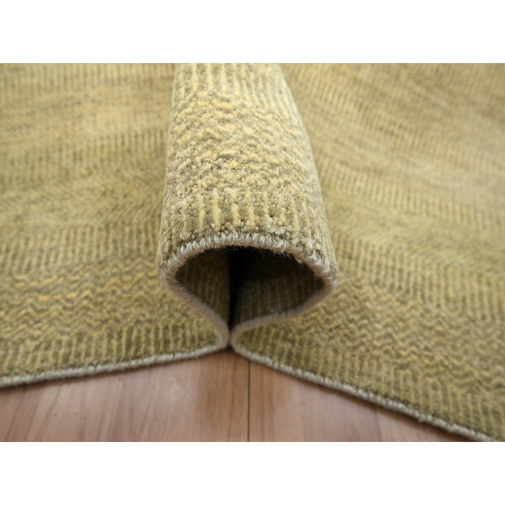 6'0" x 9'0" New Hand Knotted Brown Wool & Silk Rectangle Oriental Rug - MOA10283214