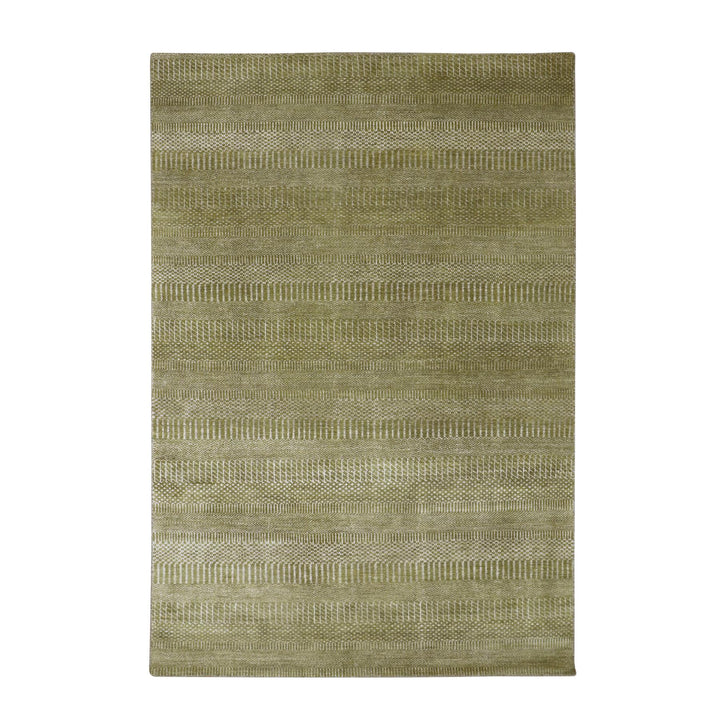 6'0" x 8'9" New Hand Knotted Brown Wool & Silk Rectangle Oriental Rug - MOA10283215