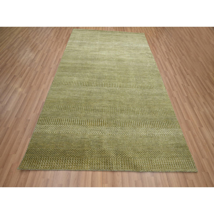 6'0" x 8'9" New Hand Knotted Brown Wool & Silk Rectangle Oriental Rug - MOA10283215