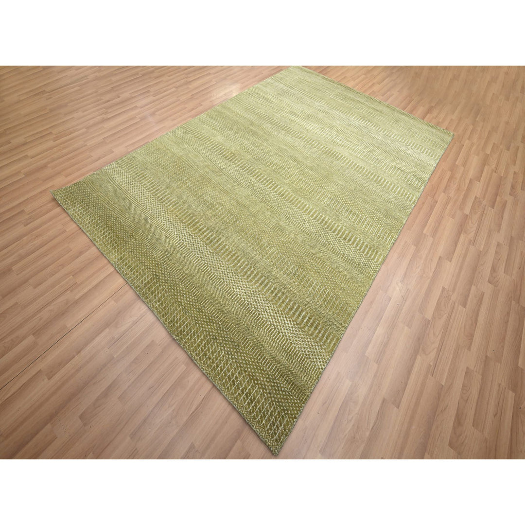 6'0" x 8'9" New Hand Knotted Brown Wool & Silk Rectangle Oriental Rug - MOA10283215