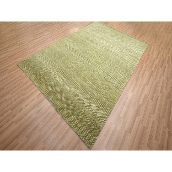 6'0" x 8'9" New Hand Knotted Brown Wool & Silk Rectangle Oriental Rug - MOA10283215