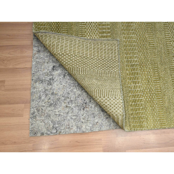 6'0" x 8'9" New Hand Knotted Brown Wool & Silk Rectangle Oriental Rug - MOA10283215
