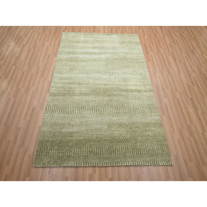 4'9" x 6'9" New Hand Knotted Brown Wool & Silk Rectangle Oriental Rug - MOA10283216