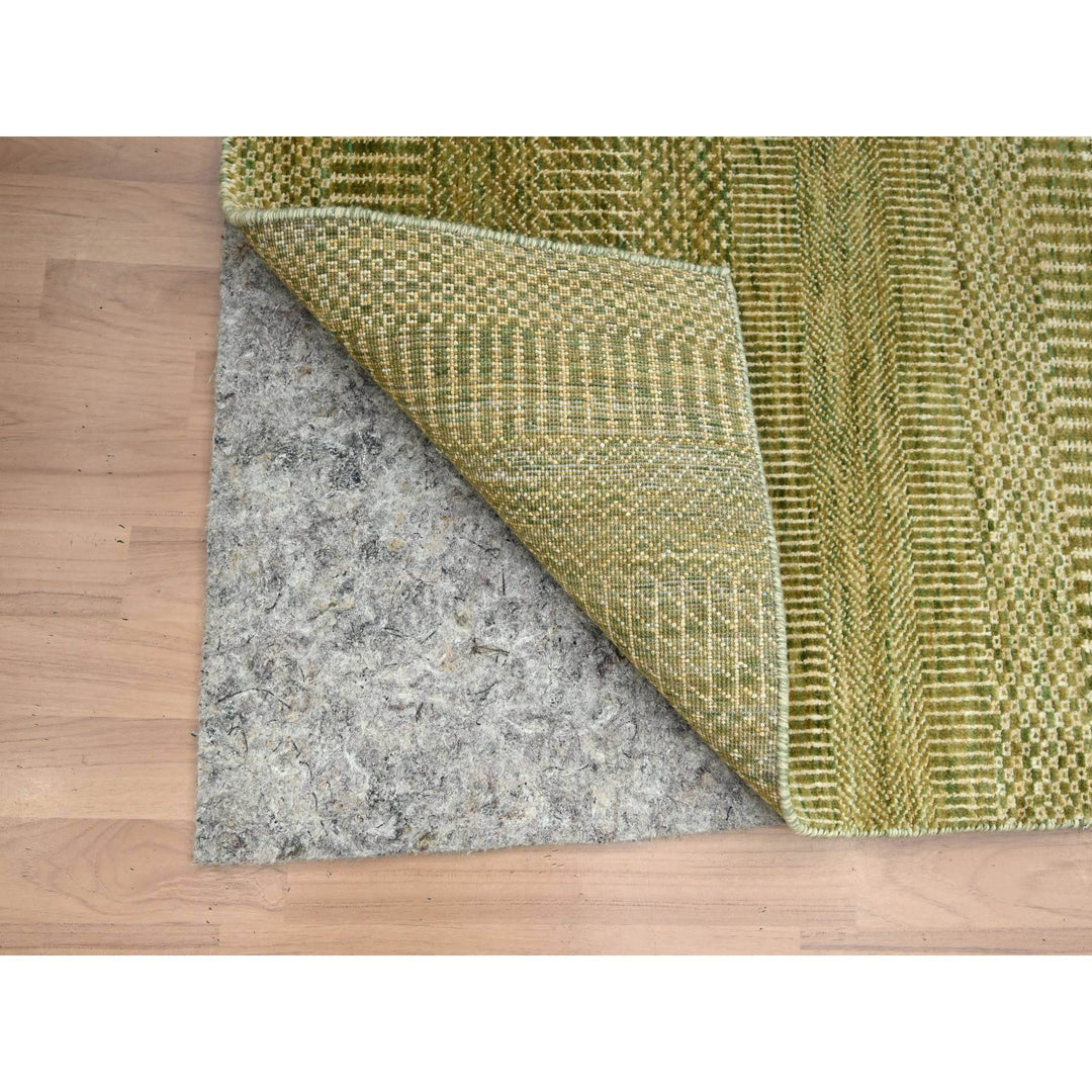 4'0" x 6'1" New Hand Knotted Green Wool & Silk Rectangle Oriental Rug - MOA10283217