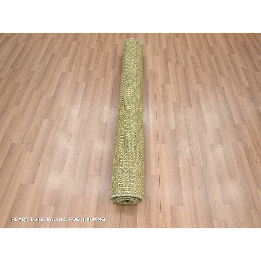 4'0" x 6'1" New Hand Knotted Green Wool & Silk Rectangle Oriental Rug - MOA10283217