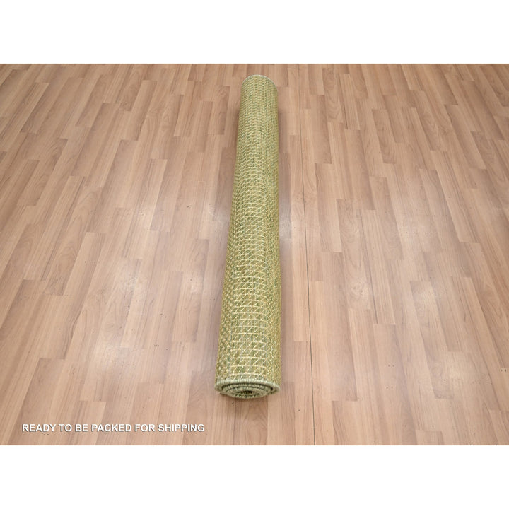 4'0" x 6'1" New Hand Knotted Green Wool & Silk Rectangle Oriental Rug - MOA10283217