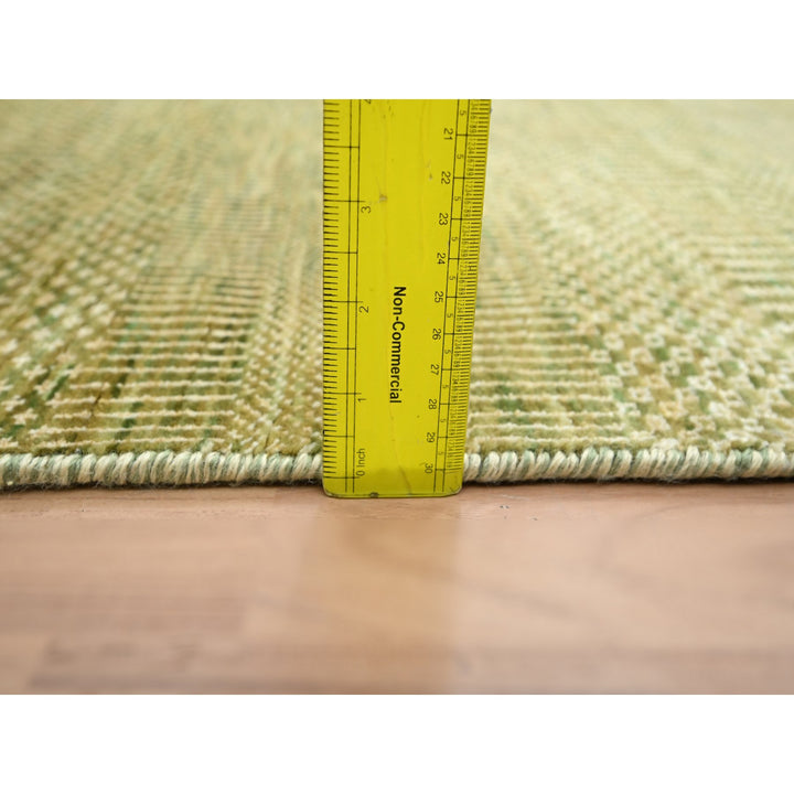 4'0" x 6'1" New Hand Knotted Green Wool & Silk Rectangle Oriental Rug - MOA10283217