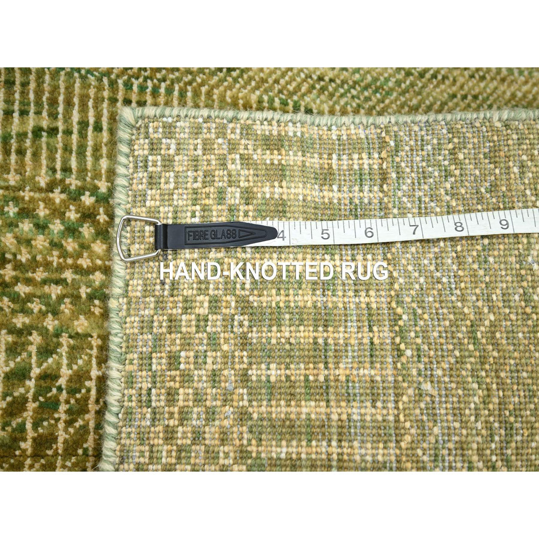 4'0" x 6'1" New Hand Knotted Green Wool & Silk Rectangle Oriental Rug - MOA10283217