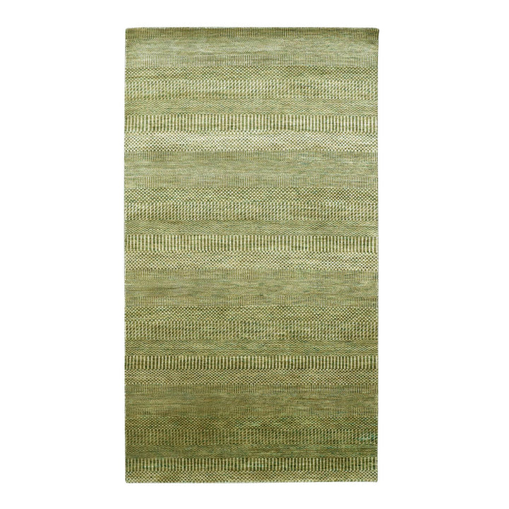 4'0" x 8'0" New Hand Knotted Brown Wool & Silk Runner Oriental Rug - MOA10283218