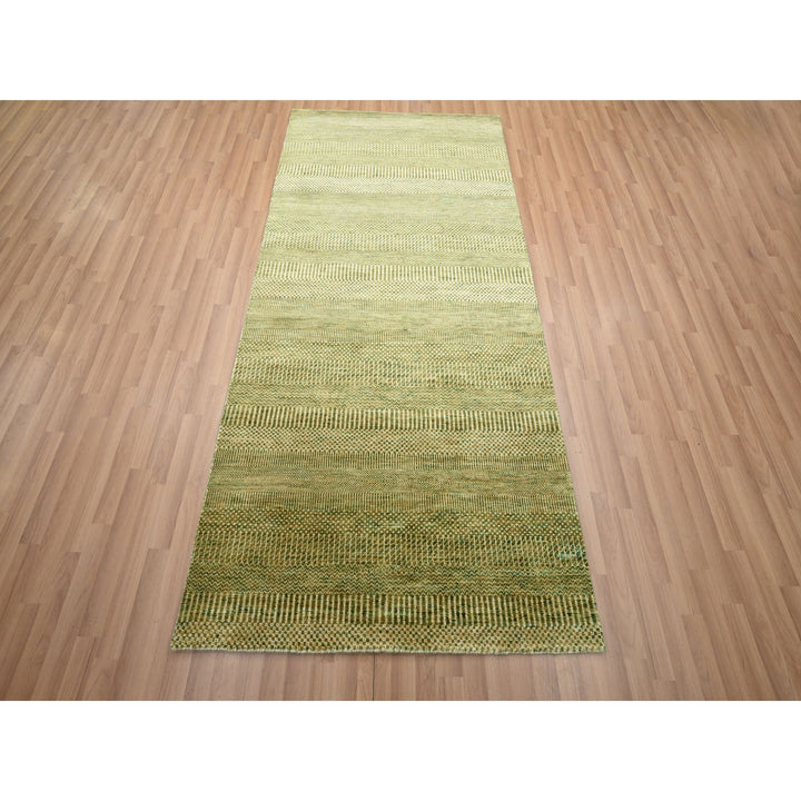 4'0" x 8'0" New Hand Knotted Brown Wool & Silk Runner Oriental Rug - MOA10283218