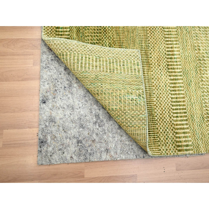 4'0" x 8'0" New Hand Knotted Brown Wool & Silk Runner Oriental Rug - MOA10283218