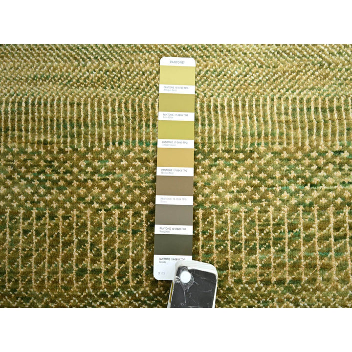 4'0" x 8'0" New Hand Knotted Brown Wool & Silk Runner Oriental Rug - MOA10283218