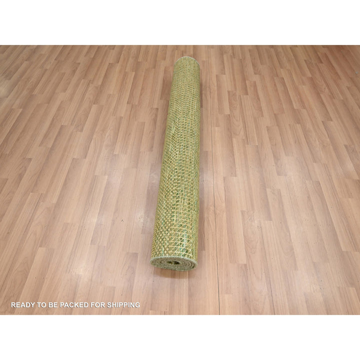 4'0" x 8'0" New Hand Knotted Brown Wool & Silk Runner Oriental Rug - MOA10283218