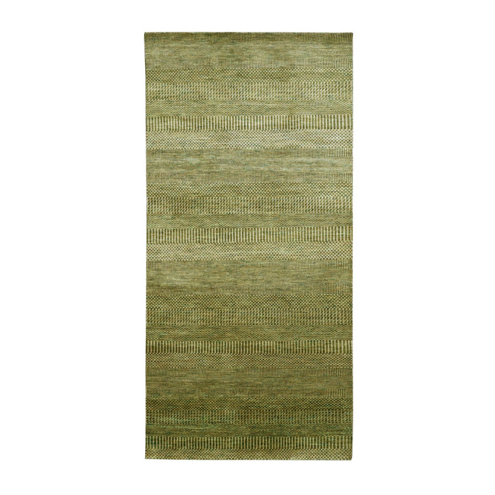 3'10" x 8'0" New Hand Knotted Brown Wool & Silk Runner Oriental Rug - MOA10283219