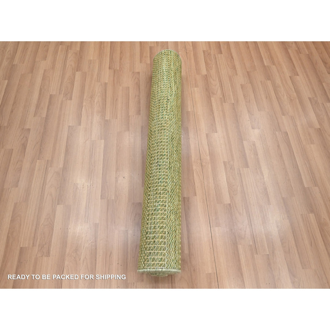 3'10" x 8'0" New Hand Knotted Brown Wool & Silk Runner Oriental Rug - MOA10283219