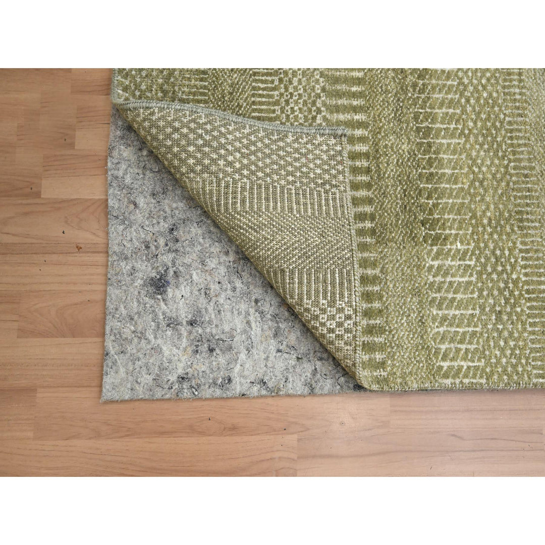 2'5" x 13'6" New Hand Knotted Grey Wool & Silk Runner Oriental Rug - MOA10283220