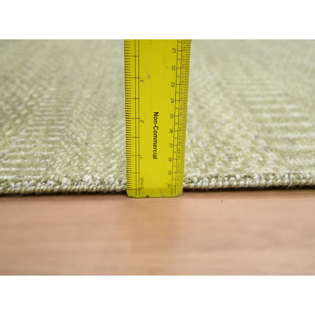 2'5" x 13'6" New Hand Knotted Grey Wool & Silk Runner Oriental Rug - MOA10283220