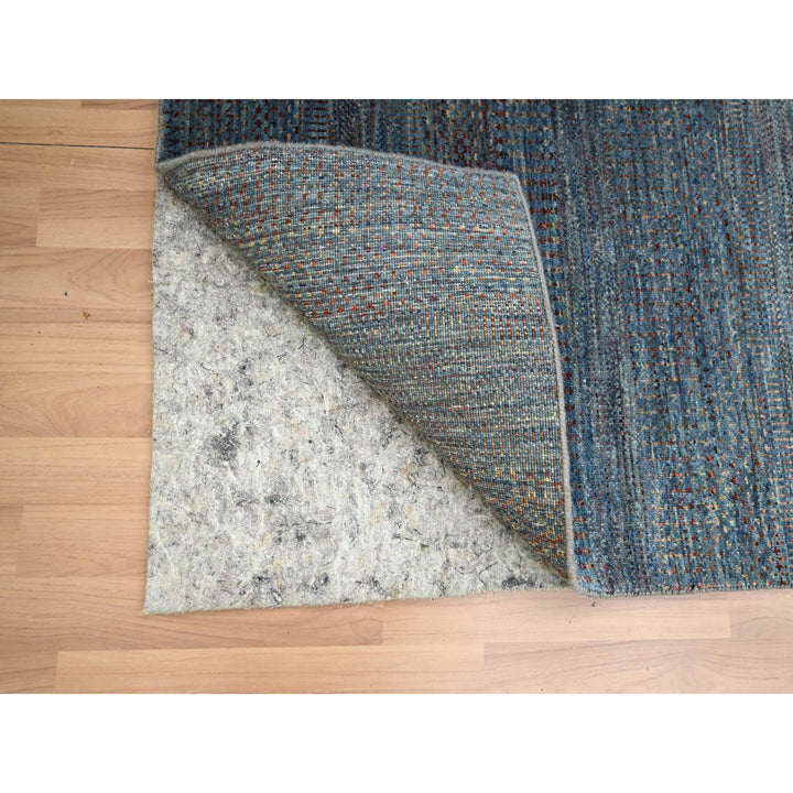 2'7" x 12'2" New Hand Knotted Blue Wool & Silk Runner Oriental Rug - MOA10283221