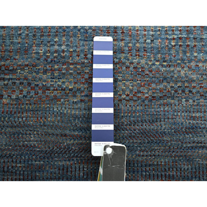 2'7" x 12'2" New Hand Knotted Blue Wool & Silk Runner Oriental Rug - MOA10283221