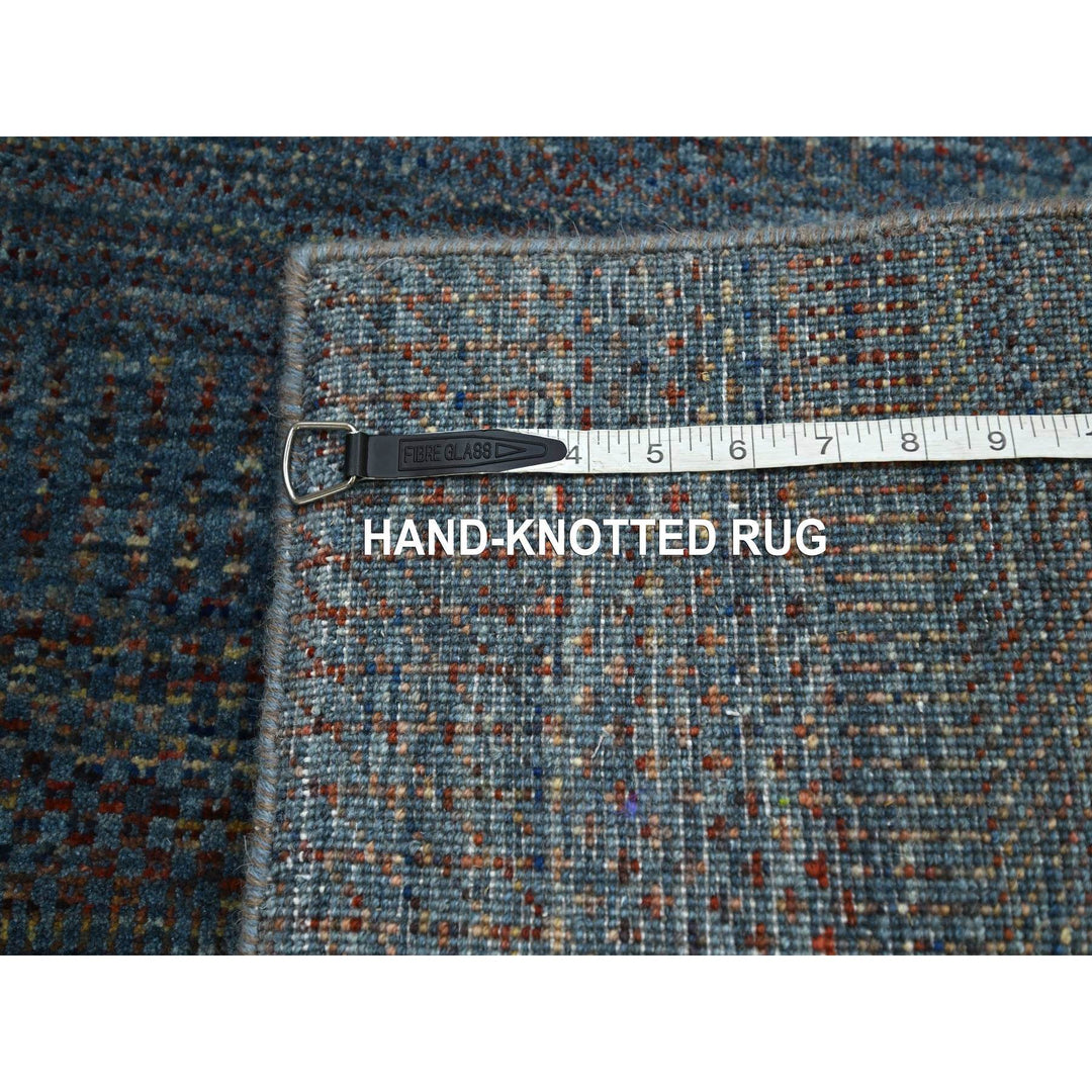 2'7" x 12'2" New Hand Knotted Blue Wool & Silk Runner Oriental Rug - MOA10283221