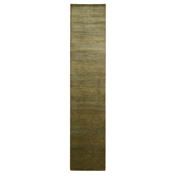 2'8" x 12'2" New Hand Knotted Brown Wool & Silk Runner Oriental Rug - MOA10283222