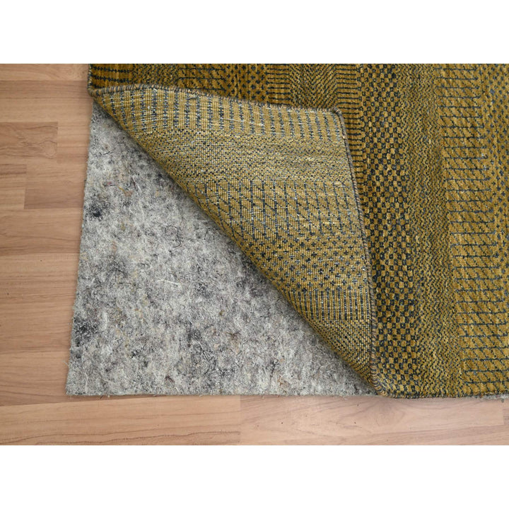 2'8" x 12'2" New Hand Knotted Brown Wool & Silk Runner Oriental Rug - MOA10283222