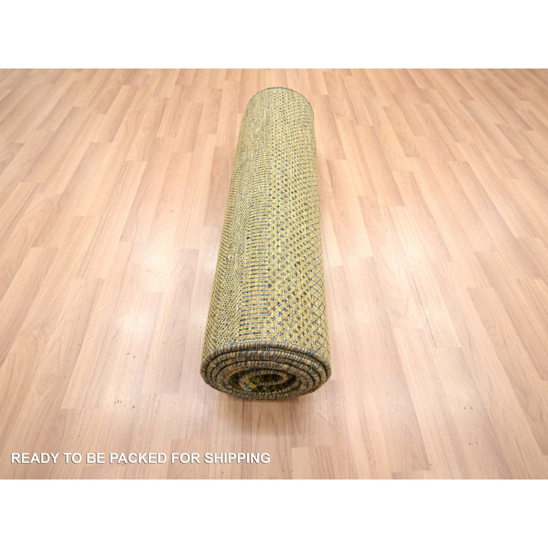 2'8" x 12'2" New Hand Knotted Brown Wool & Silk Runner Oriental Rug - MOA10283222