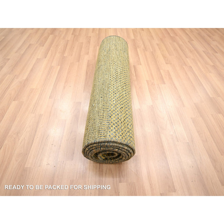2'8" x 12'2" New Hand Knotted Brown Wool & Silk Runner Oriental Rug - MOA10283222