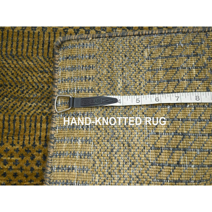 2'8" x 12'2" New Hand Knotted Brown Wool & Silk Runner Oriental Rug - MOA10283222