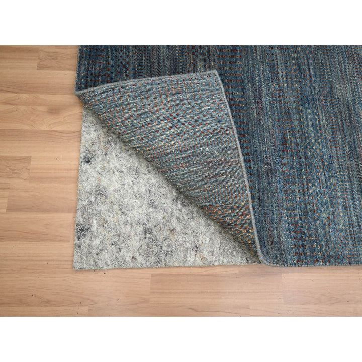 2'7" x 12'3" New Hand Knotted Blue Wool & Silk Runner Oriental Rug - MOA10283223