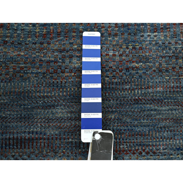 2'7" x 12'3" New Hand Knotted Blue Wool & Silk Runner Oriental Rug - MOA10283223