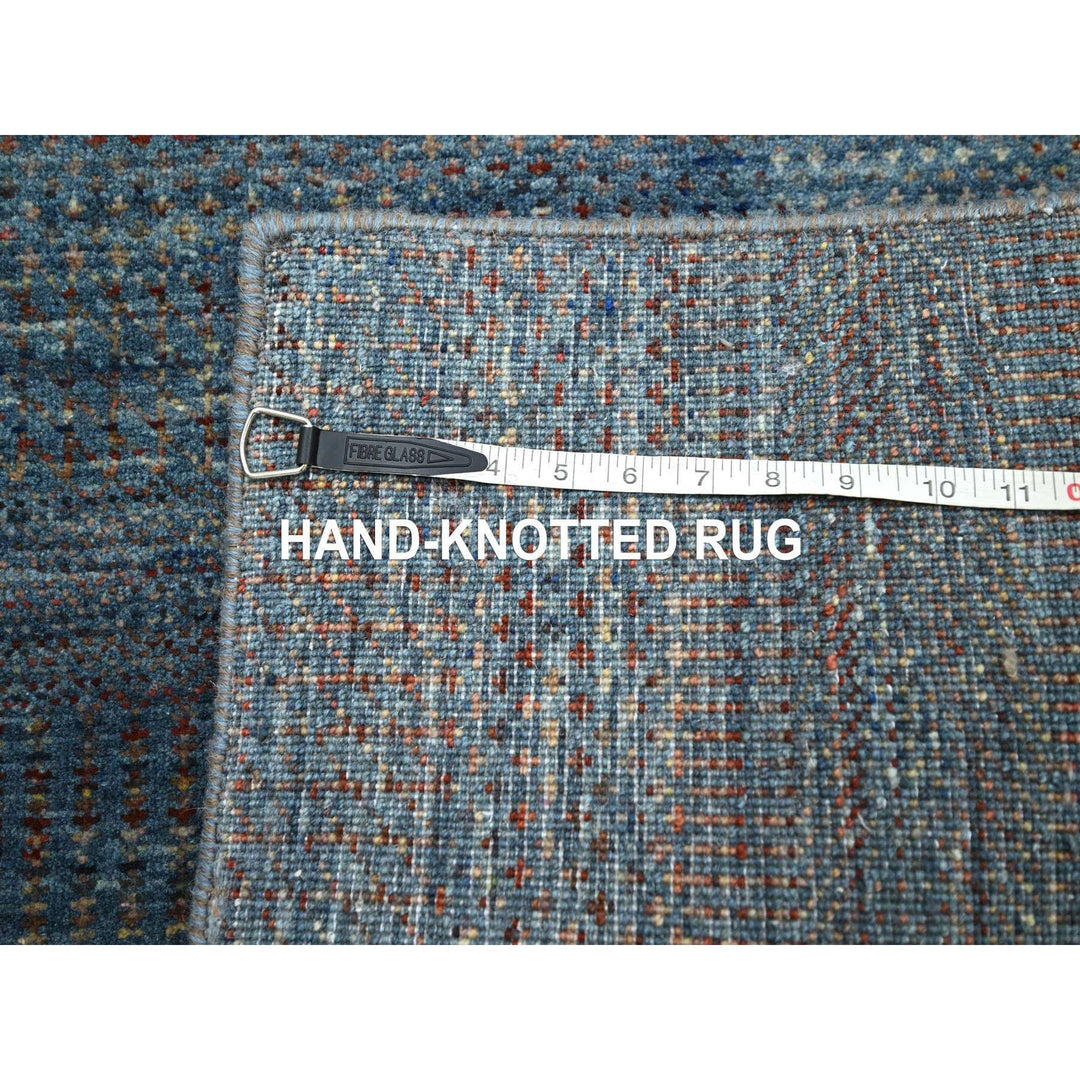 2'7" x 12'3" New Hand Knotted Blue Wool & Silk Runner Oriental Rug - MOA10283223