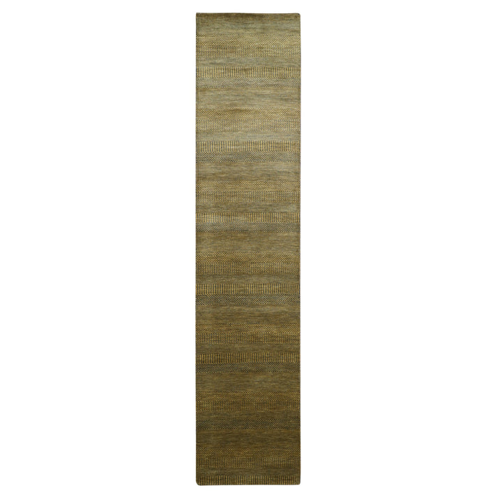 2'8" x 12'3" New Hand Knotted Brown Wool & Silk Runner Oriental Rug - MOA10283224