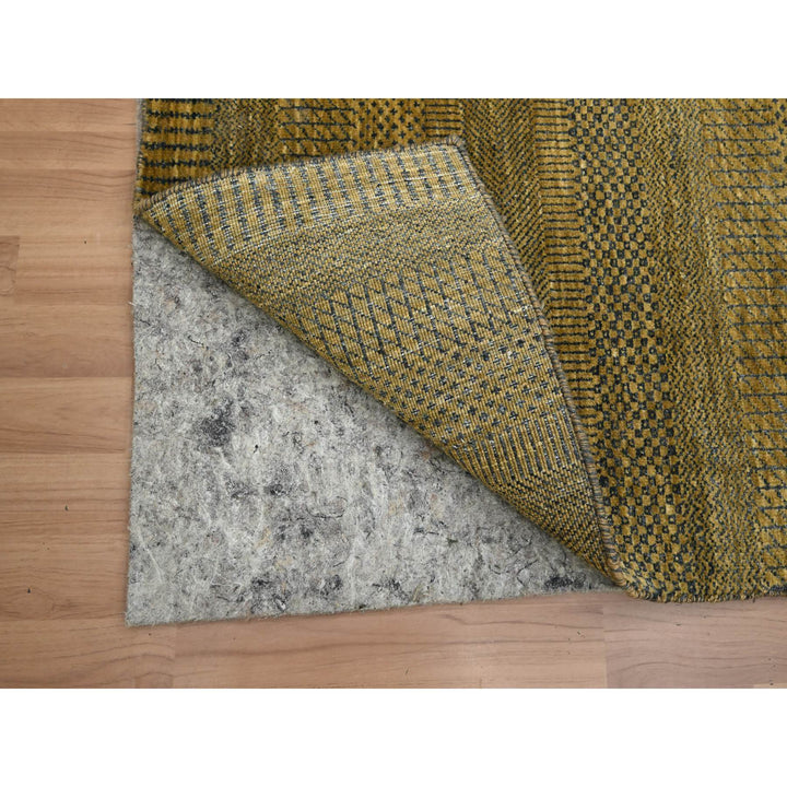 2'8" x 12'3" New Hand Knotted Brown Wool & Silk Runner Oriental Rug - MOA10283224