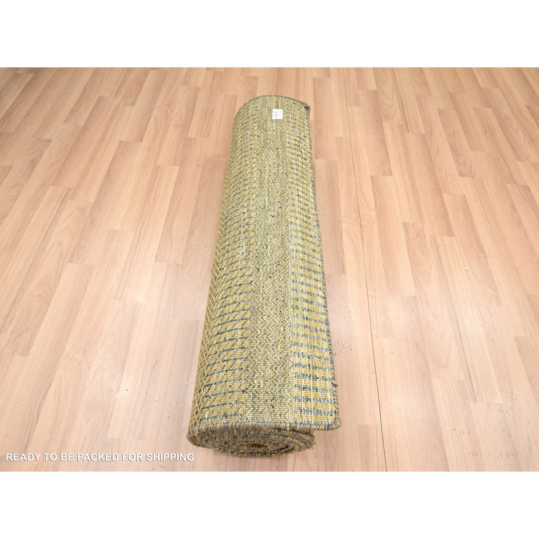 2'8" x 12'3" New Hand Knotted Brown Wool & Silk Runner Oriental Rug - MOA10283224