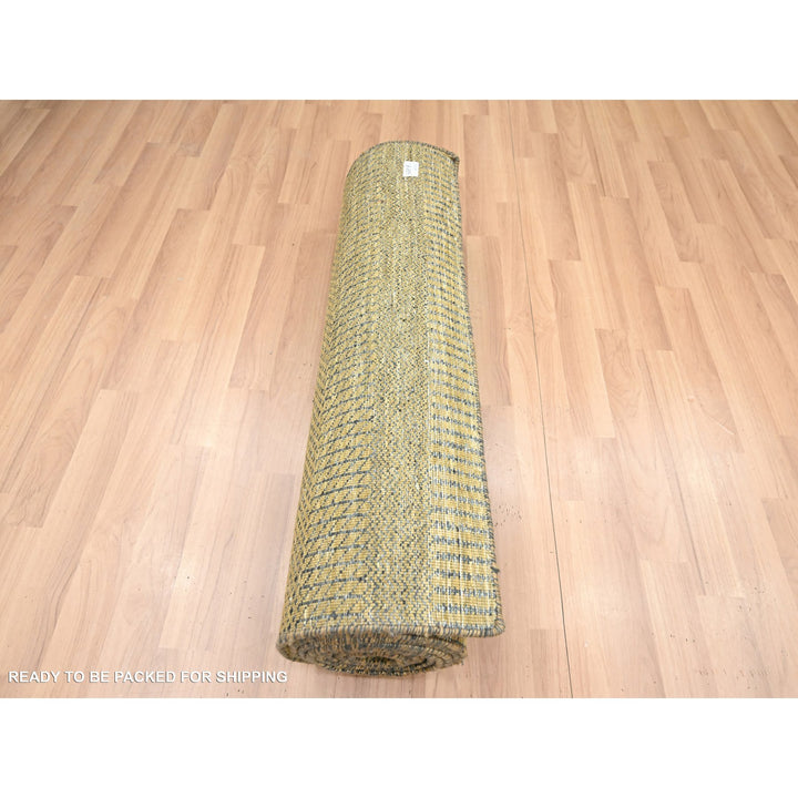2'8" x 12'3" New Hand Knotted Brown Wool & Silk Runner Oriental Rug - MOA10283224