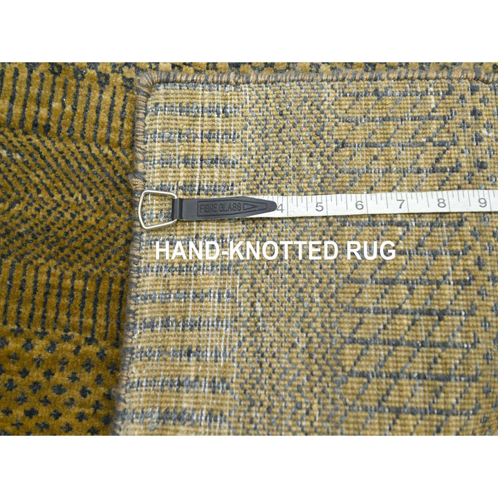 2'8" x 12'3" New Hand Knotted Brown Wool & Silk Runner Oriental Rug - MOA10283224