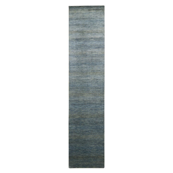 2'7" x 12'3" New Hand Knotted Blue Wool & Silk Runner Oriental Rug - MOA10283225