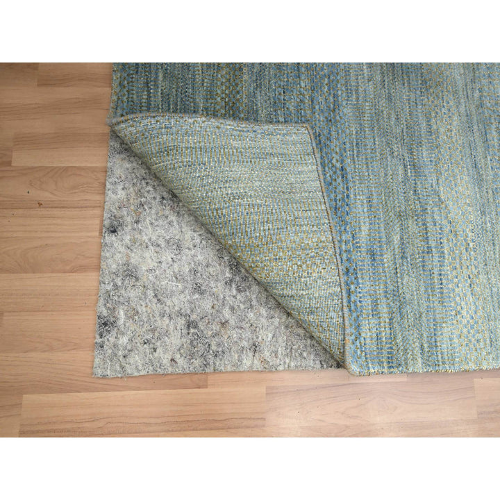 2'7" x 12'3" New Hand Knotted Blue Wool & Silk Runner Oriental Rug - MOA10283225