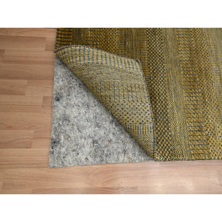 2'8" x 12'3" New Hand Knotted Brown Wool & Silk Runner Oriental Rug - MOA10283226