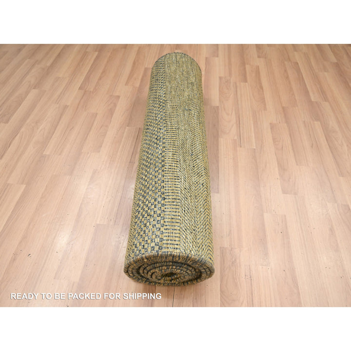 2'8" x 12'3" New Hand Knotted Brown Wool & Silk Runner Oriental Rug - MOA10283226