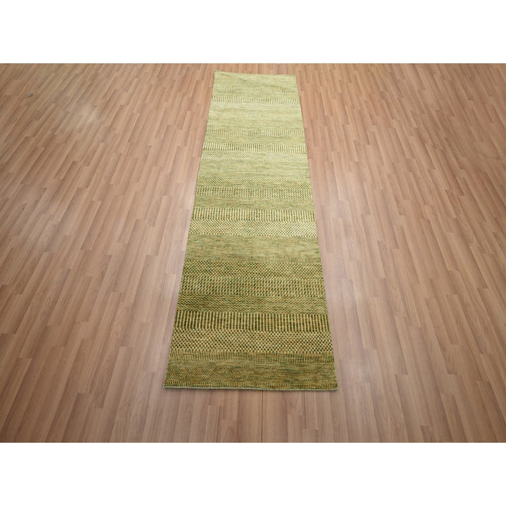 2'8" x 8'2" New Hand Knotted Brown Wool & Silk Runner Oriental Rug - MOA10283227