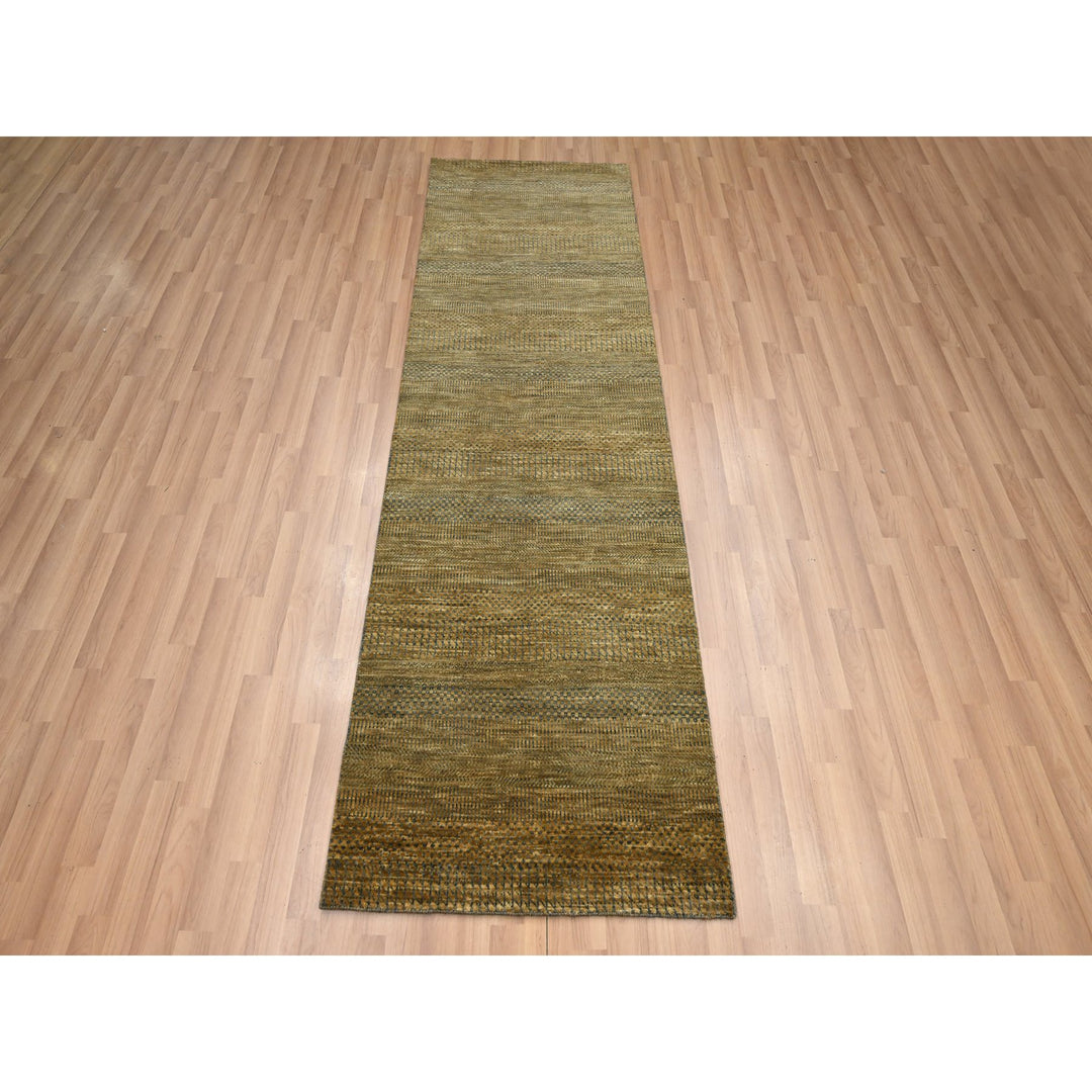 2'8" x 8'0" New Hand Knotted Brown Wool & Silk Runner Oriental Rug - MOA10283228