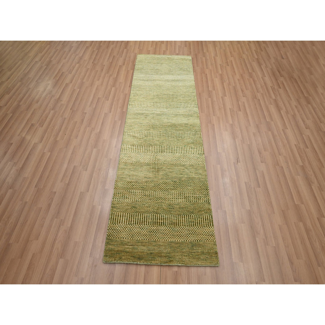 2'8" x 8'3" New Hand Knotted Brown Wool & Silk Runner Oriental Rug - MOA10283229