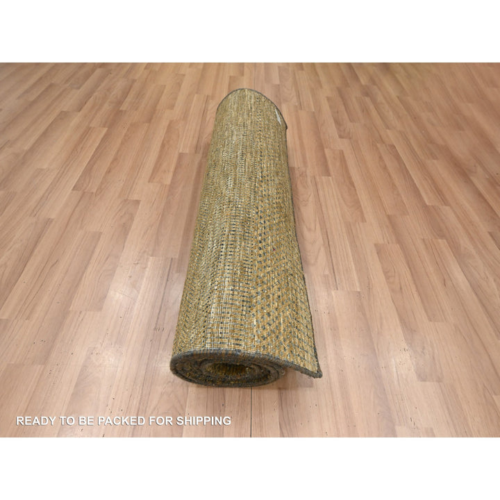 2'8" x 8'0" New Hand Knotted Brown Wool & Silk Runner Oriental Rug - MOA10283230