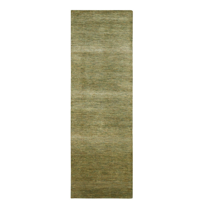 2'8" x 8'2" New Hand Knotted Brown Wool & Silk Runner Oriental Rug - MOA10283231
