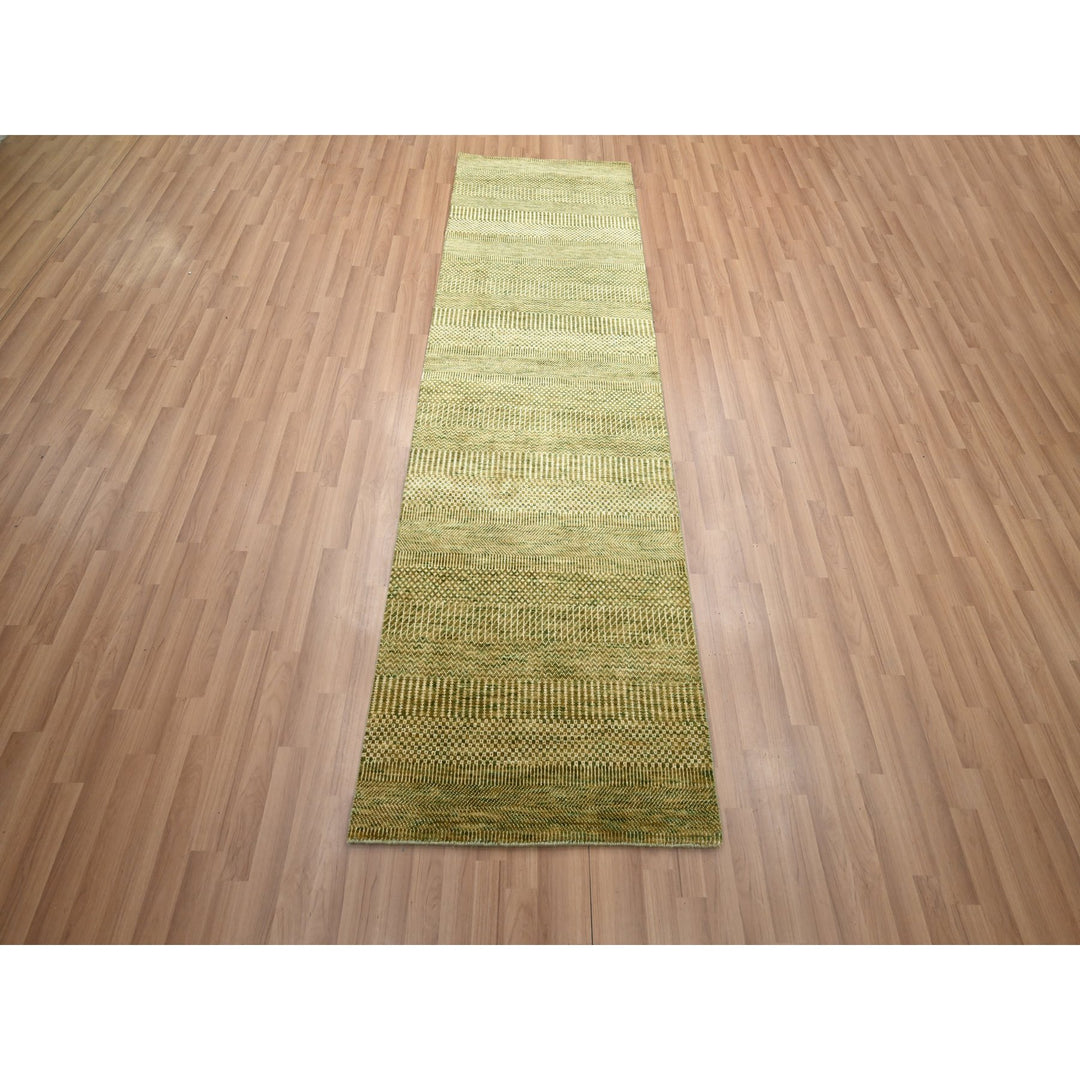 2'8" x 8'2" New Hand Knotted Brown Wool & Silk Runner Oriental Rug - MOA10283231