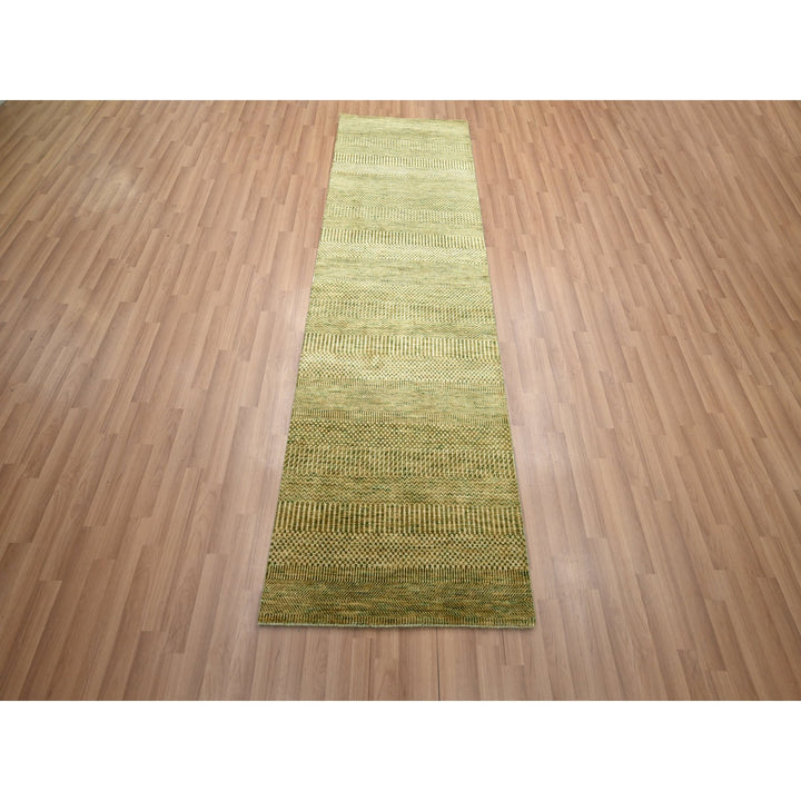 2'8" x 8'2" New Hand Knotted Brown Wool & Silk Runner Oriental Rug - MOA10283231