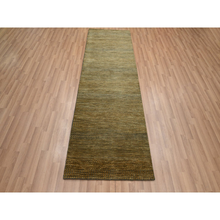 2'8" x 8'0" New Hand Knotted Brown Wool & Silk Runner Oriental Rug - MOA10283232