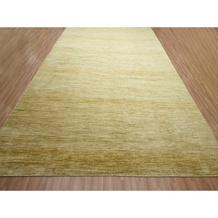 10'0" x 14'0" New Hand Knotted Brown Wool & Silk Rectangle Oriental Rug - MOA10283233